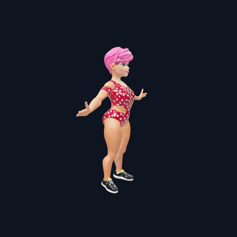 Polka Dot Swimsuit Girl  D Character Rigged and Animated